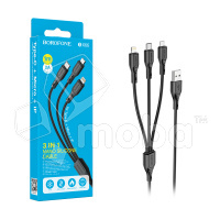 Кабель USB - 3 в 1 (Lightning + MicroUSB + Type-C) Borofone BX66 (2A, наносиликон, 1 м) Черный купить по цене производителя Краснодар | Moba