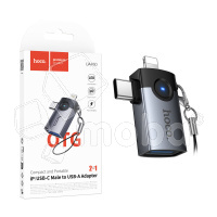 Адаптер Lightning + Type-C - USB Hoco UA46D Серый