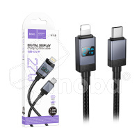 Кабель Type-C - Lightning Hoco X118 (3A, 27W, PD, оплетка нейлон, с дисплеем) Черный