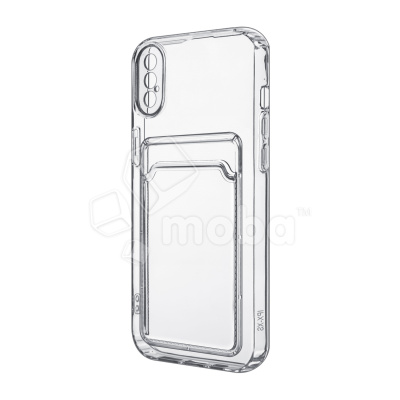 Чехол-накладка для iPhone X/Xs (с защитой камеры, карманом для карт, прозрачный)