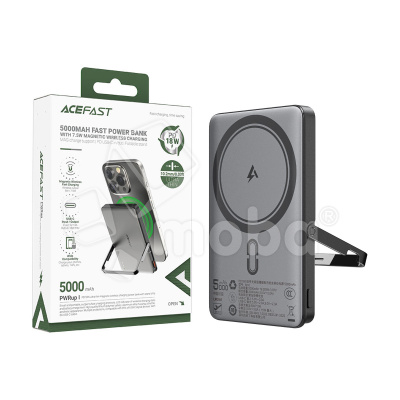 Внешний Аккумулятор (Power Bank) Acefast M16 5000 mAh (18W, беспроводная зарядка MagSafe, Type-C) Черный