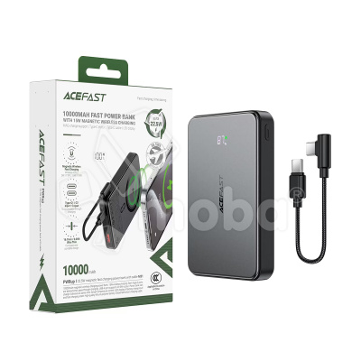Внешний Аккумулятор (Power Bank) Acefast M31 10000 mAh (22.5W, PD, MagSafe 15W, Type-C, кабель Type-C, LED дисплей) Черный